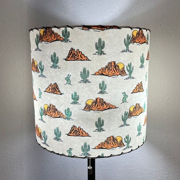 Mid Century Modern Vintage Style Fiberglass Lamp Shade Mountain Desert Western Sunset Wild West Saguaro Bohemian Cactus Scandinavian MCM #2