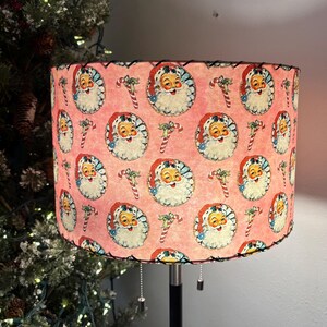 Handmade Fiberglass Lamp Shade - Mid Century Modern Style Southwestern Cowboy Christmas Santa Claus  - 16” d x 10”  h