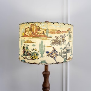 Fiberglass Lamp shade - Mid Century Modern Lampshade - Handmade MCM Vintage Style Lighting - Retro Wild West Cowboy Roundup - Buc n’ Bronco