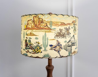 Fiberglass Lamp shade - Mid Century Modern Lampshade - Handmade MCM Vintage Style Lighting - Retro Wild West Cowboy Roundup - Buc n’ Bronco