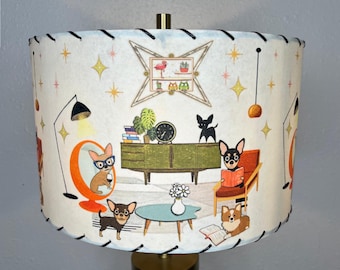 Fiberglass Lamp shade - Mid Century Modern Lampshade - Handmade MCM Vintage Style Lighting -Atomic Intelligent Chihuahua - Mexican Dog #1