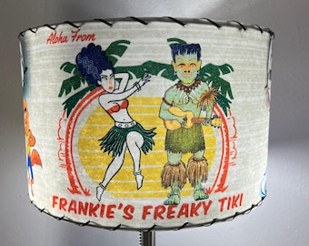 Fiberglass Lamp shade - Mid Century Modern Lampshade - Handmade MCM Vintage Style Lighting - Retro Halloween Tiki Bar Monsters & Creatures