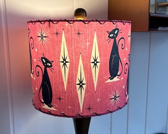 Fiberglass Lamp Shade - Mid Century Modern Lampshade - Handmade MCM Vintage Style Lighting - Atomic Kitty Cat Orchid purple/pink 10”d x 8”h