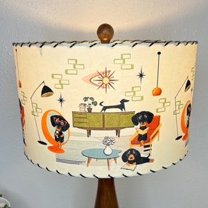 Mid Century Vintage Style Fiberglass Lamp Shade Atomic Intelligent Dachshunds Retro Eames Starburst Mod Weiner dog Kitsch MCM Bohemian Retro