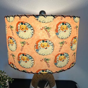 Handmade Fiberglass Lamp Shade - Mid Century Modern Style Southwestern Cowboy Christmas Santa Claus - 13”d x 8”h