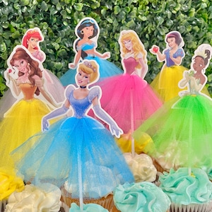7 pièces tutu de princesse pour fête d&#39;anniversaire, cupcakes, décoration de dessus de gâteau