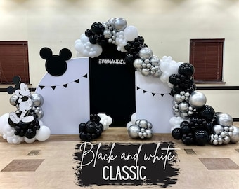 White and black balloon vintage/classic mouse party decoration garland/ Vinyl decals
