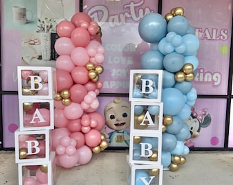 Baby Shower Balloon Garland | Choose Girl or Boy | 6ft DIY Balloon Arch with BABY Boxes