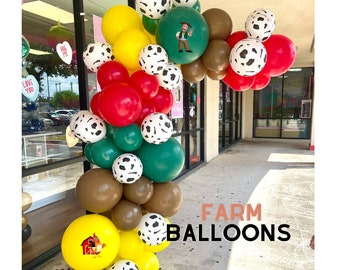 Granja de zenon decor party theme, cow print decor, farm party toodler, decoracion de granja para ninos, balloons garland
