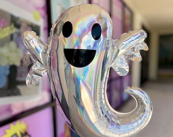Produktbild von 10 Geist Latex Luftballons Mit Luftschlangen. Gespenster Für Halloween