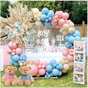 Ballons révélateurs de genre à l'extérieur/à l'intérieur, crème, rose, bleu, décoration, boîtes pour bébé, babyshower, fille ou garçon
