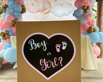 Gender reveal surprise box, Gift box large  party decor , oversized, boy or girl , he or she decoration, pink or blue