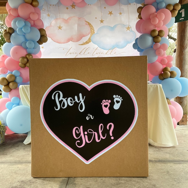 Gender reveal surprise box, Gift box large  party decor , oversized, boy or girl , he or she decoration, pink or blue
