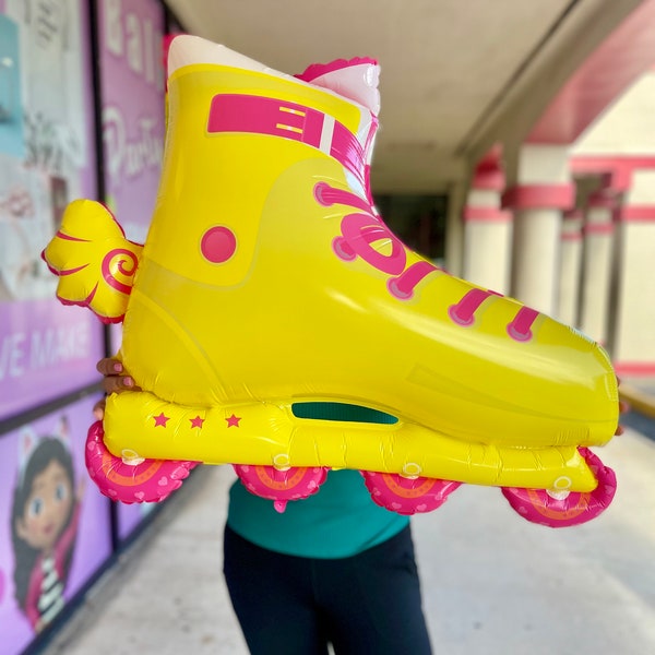 Neon yellow rollerblade 1pc balloon decoration for birthday beach party, pink yellow, neon party, Barbie decoration inspo, beach girl