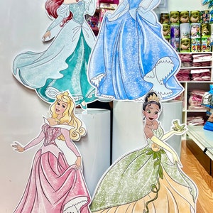 Princesses watercolors Large Decals for decoration centerpieces/ DIY foam board , props/ Vinyl Only