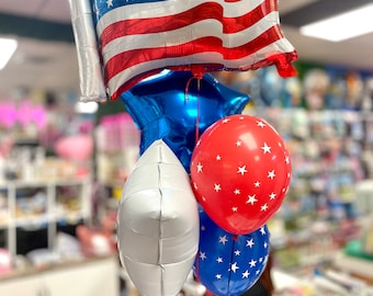 USA Party, Unabhängigkeitstag, amerikanische Flagge, rot weiß blaue Luftballons Sterne aus Latex