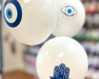 Balloons hamsa evil eyes balloons, jewish balloons decor, hand balloons latex decoration happy birthday girl, spiritual girl