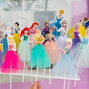 All princess topper for Happy birthday cake or cupcake, centerpiece decoration, food picks, tutu dress, ballerinas, delicate decoration