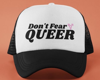 Don't Fear Queer Trucker Hat, pride, LGBTQ, pride month, pride support, LGBTQ support, queer support, pride hat, queer hat