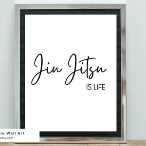 Jiu Jitsu Sayings Printable Wall Art Martial Arts Minimalist Design Frameable Black and White Wall Decor Print for Bedroom Dorm Gym