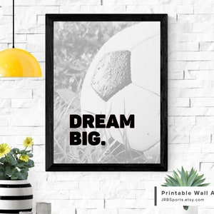 Soccer Sports Printable Wall Art Inspirational Sports Print Poster for Kids Teens Bedroom Playroom Dorm