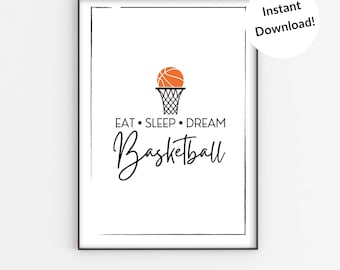 Eat Sleep Dream Basketball Print - Minimalist Sports Art (Digital Download)