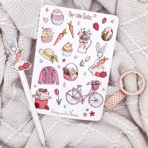 Sticker Sheet - Hop Into Easter | Bullet Journal Stickers, Planner Stickers, Scrapbook Sticker Sheet, Journal Sticker, Spring Sticker Sheet