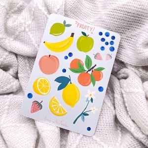 Sticker Sheet - Fruity | Bullet Journal Stickers, Planner Stickers, Scrapbook Sticker Sheet, Journal Stickers, Fruit Stickers, Food Stickers