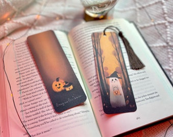 Bookmark - Spooky Halloween Ghost | Handmade Bookmarks With Tassel, Cardstock or Laminated, Bookworm Gift, Reading Accessories, Book Marker