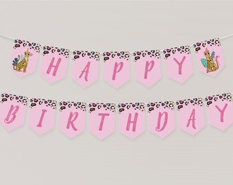 Party Animals Birthday Garland | Safari Birthday Banner | Zoo Party Bunting | Jungle Theme | Editable Party Decor | Digital Download