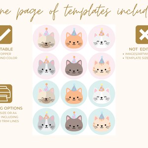 Cat Birthday Party Cupcake Toppers | Kitten Cupcake Decorations ...