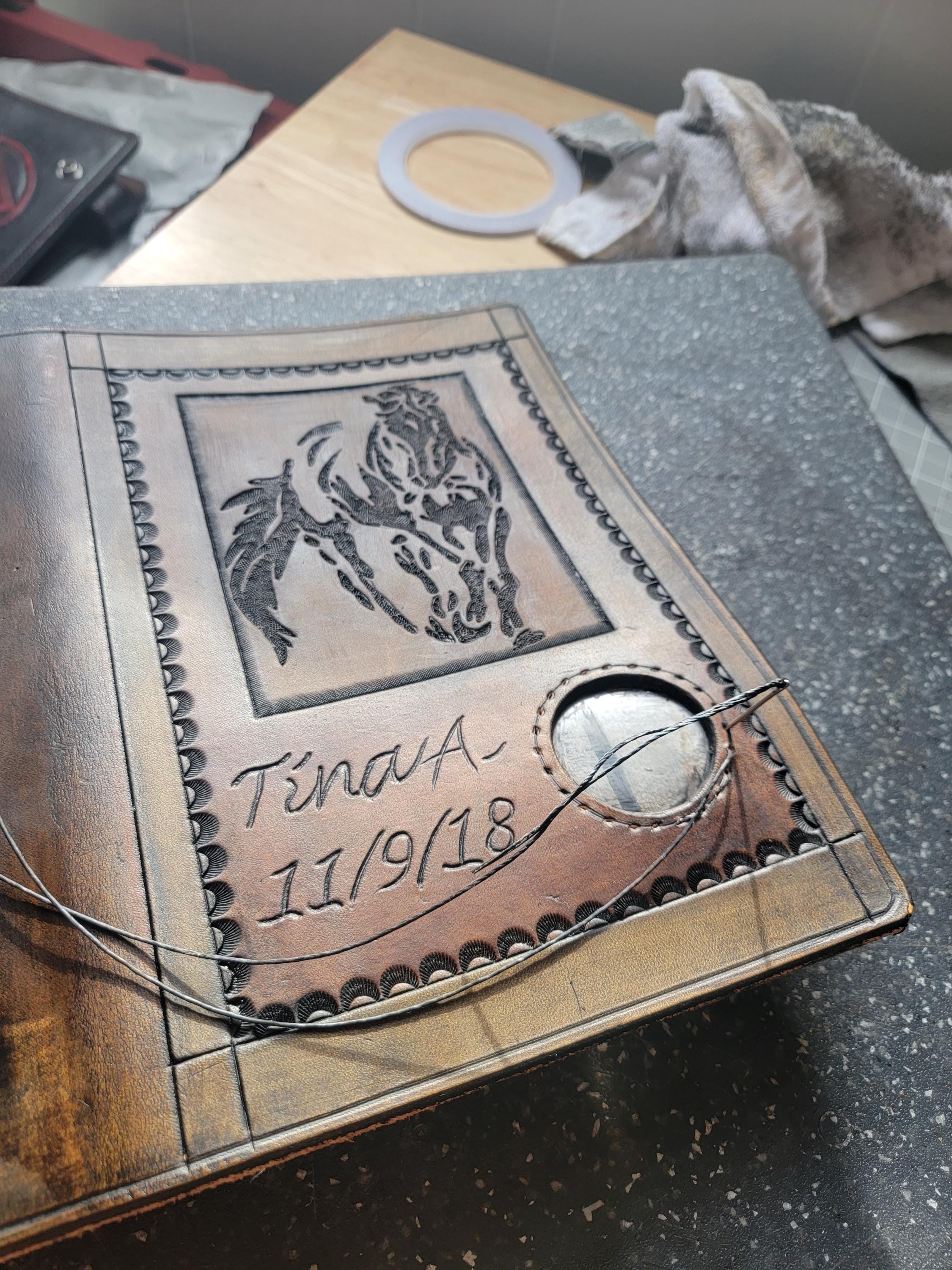 DOUBLE NA Book Cover Custom Handcrafted Leather Holds 6th Edition