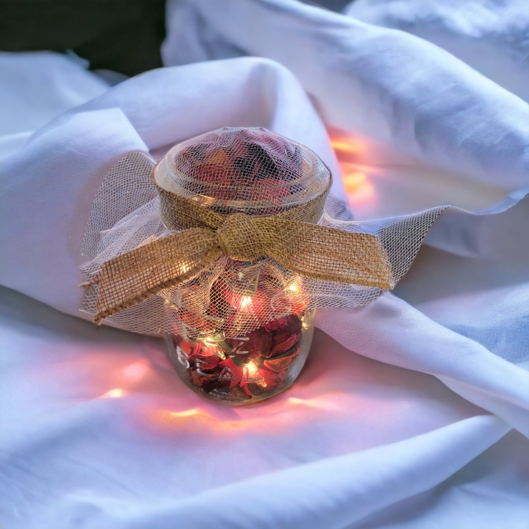 Vintage Mason Jar With Potpourri and Lights Etsy