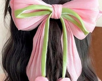 Hermoso accesorio para el cabello para niñas, pinza para el cabello con tulipán suave, lindas y delicadas pinzas para el cabello con lazo para niñas, color rosa