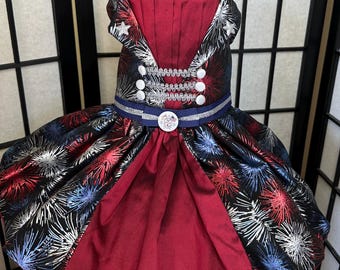Vestido para perros del 250 aniversario de Estados Unidos, vestido para mascotas del 4 de julio, vestido azul y rojo, vestido del Día de la Independencia