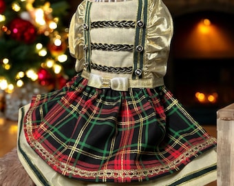 Golden red Christmas Nutcracker festive fancy dog dress