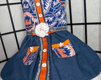 MLB New York  Mets baseball blue and Orange dog  Dress pets baseball dress