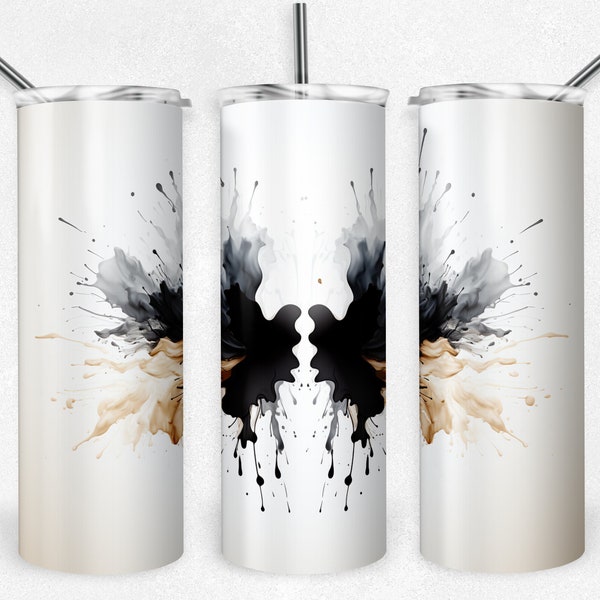 Inkblot 4, 20 Oz Tumbler Wrap, Rorschach Wrap, Inkblot Wrap, Straight Template, Sublimation Graphics, Digital Download, Instant Download