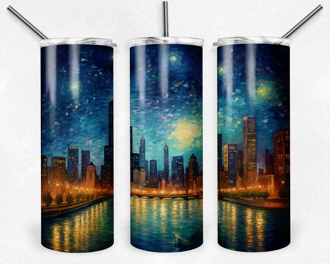 20 Oz Tumbler Wrap, Chicago 1, City Wrap, Straight Template