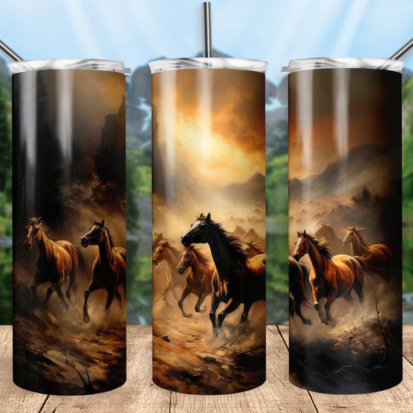 Horses5, 20 Oz Tumbler Wrap, Horse Wrap, Straight Template, Sublimation Graphics, Digital Download, Instant Download