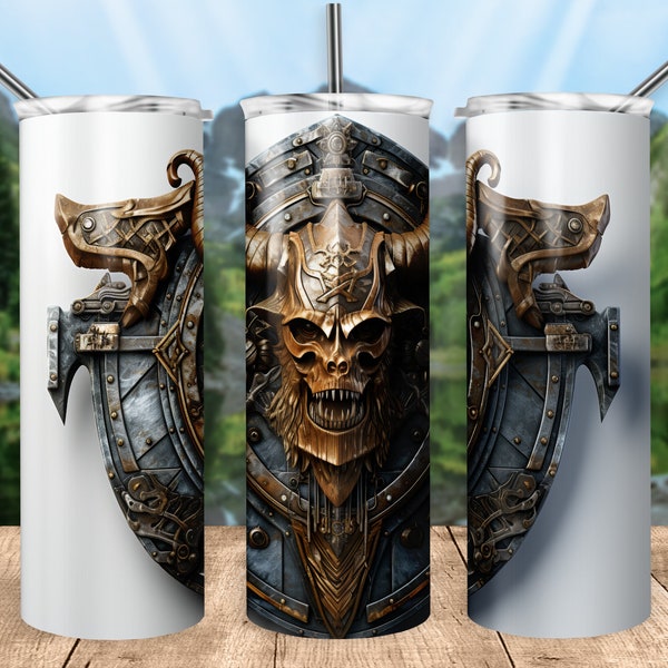 Viking Shield 2, 20 Oz Tumbler Wrap, Viking Wrap, Straight Template, Sublimation Graphics, Digital Download, Instant Download