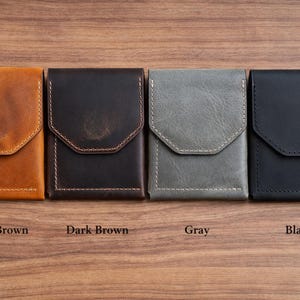 Portefeuille en cuir personnalisé pour homme, Portefeuille fin avec poche sur le devant, Portefeuille vertical minimaliste, Fermeture magnétique, Cadeau fait main