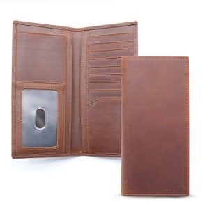 Carteras largas para hombres, Cartera para hombres, Carteras para padrinos de boda, Cartera personalizada para hombres, Carteras de chequera de billetera bifold larga, Regalo para él
