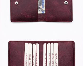 Minimalistische Lederbrieftasche, Kartenhalter aus echtem Leder, schmale Brieftasche für Herren und Damen, kleine dünne Brieftasche für den Alltag