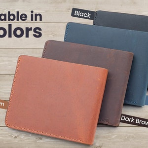 Carteira de couro personalizada para homens, carteira masculina gravada, carteiras de padrinhos, carteira personalizada, couro de grão superior, feita à mão, presente para ele