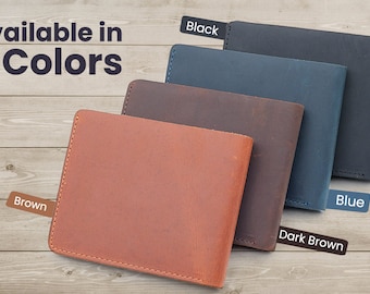 Cartera de cuero personalizada para hombres, Cartera de hombre grabada, Carteras de padrinos, Cartera personalizada, Cuero de grano superior, Hecho a mano, Regalo para él