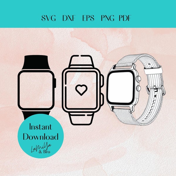 Svg Smart Watch Cut File Smartwatch Svg Smart Watch DXF Smart Watch PNG Smart Watch Clipart  Smart Watch Silhouette PDF