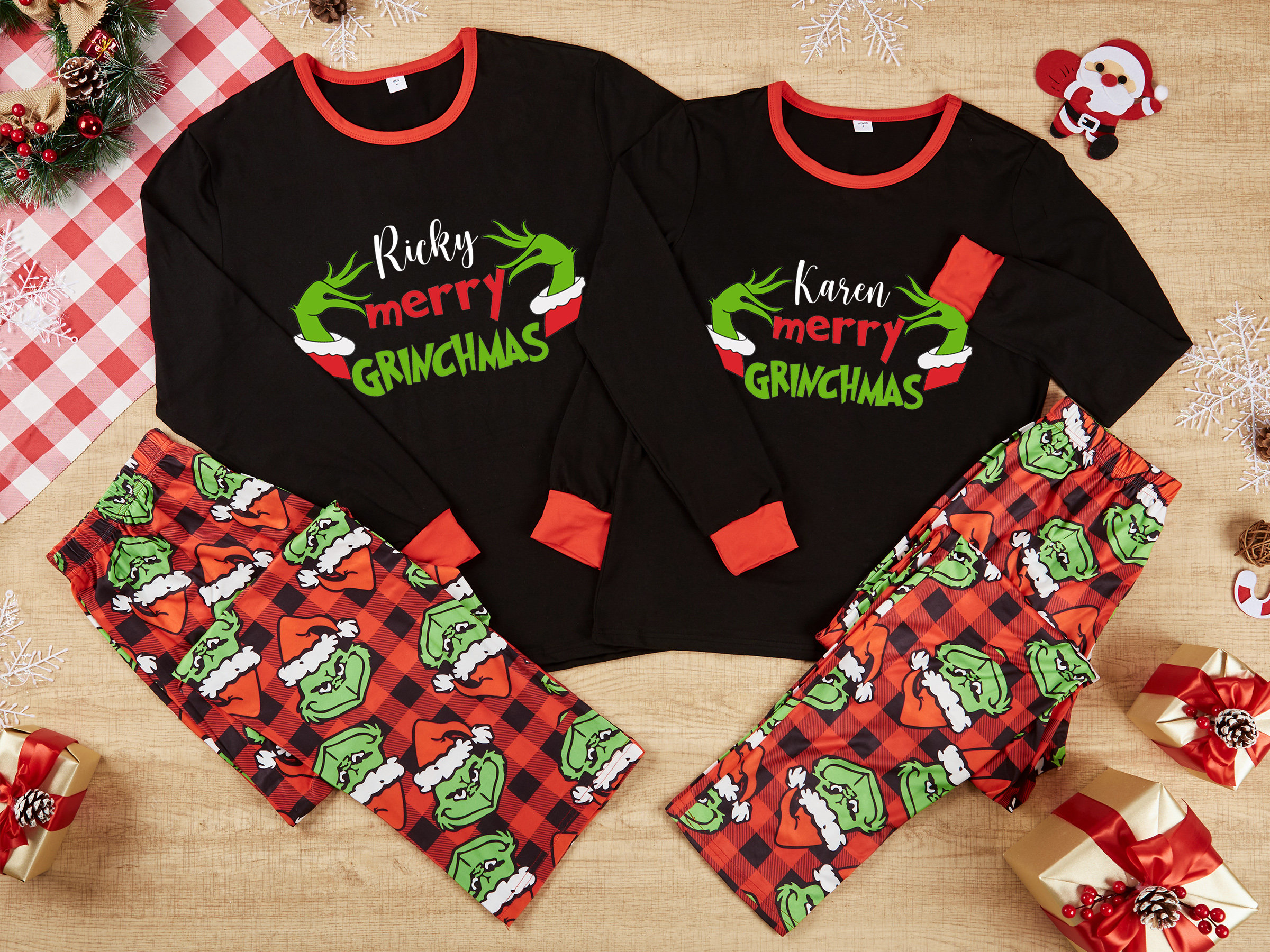 Family christmas name pajamas monogrammed christmas shirt set