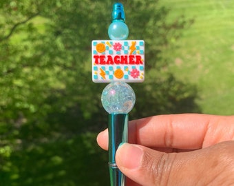 Teacher Beaded Pen, Teacher Custom Pen, Teacher's Gift, Gift for Teacher, Silicone Beaded Pen