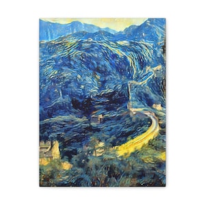 Great Wall of China Canvas Gallery Wraps Asia Wall Decor Watercolor Wall Arts Living Room Wall Decor Gifts For Travelers